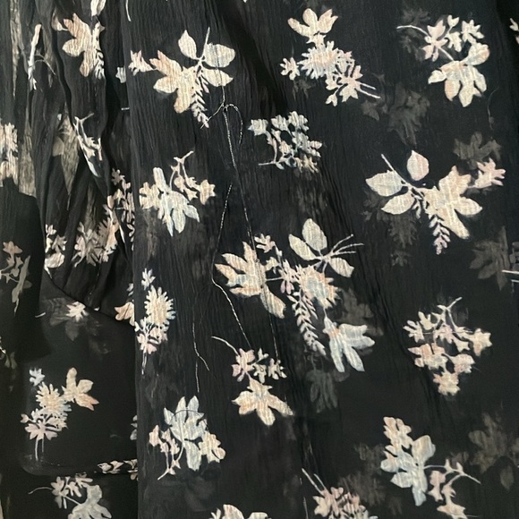 American Eagle Outfitters White Floral and Blue Ruffled Sheer Blouse Size XL - Picture 14 of 14